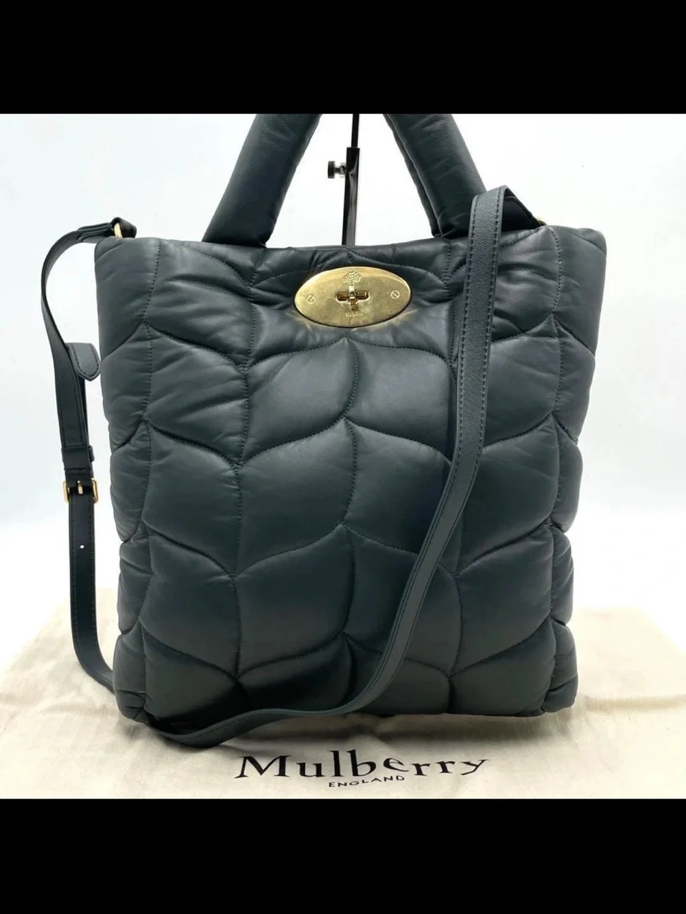 Mulberry Black Quilted Leather Tote with Gold Hardware